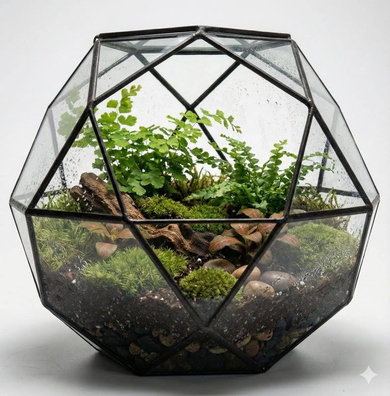 10-Inch Wardian Case Terrarium DIY Kit with Live Plants and Moss